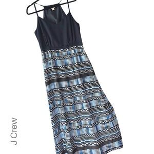 JCREW | NWOT NAVY BLUE & WHITE SPAGHETTI STRAP MAXI DRESS FULLY LINED | SIZE: 10